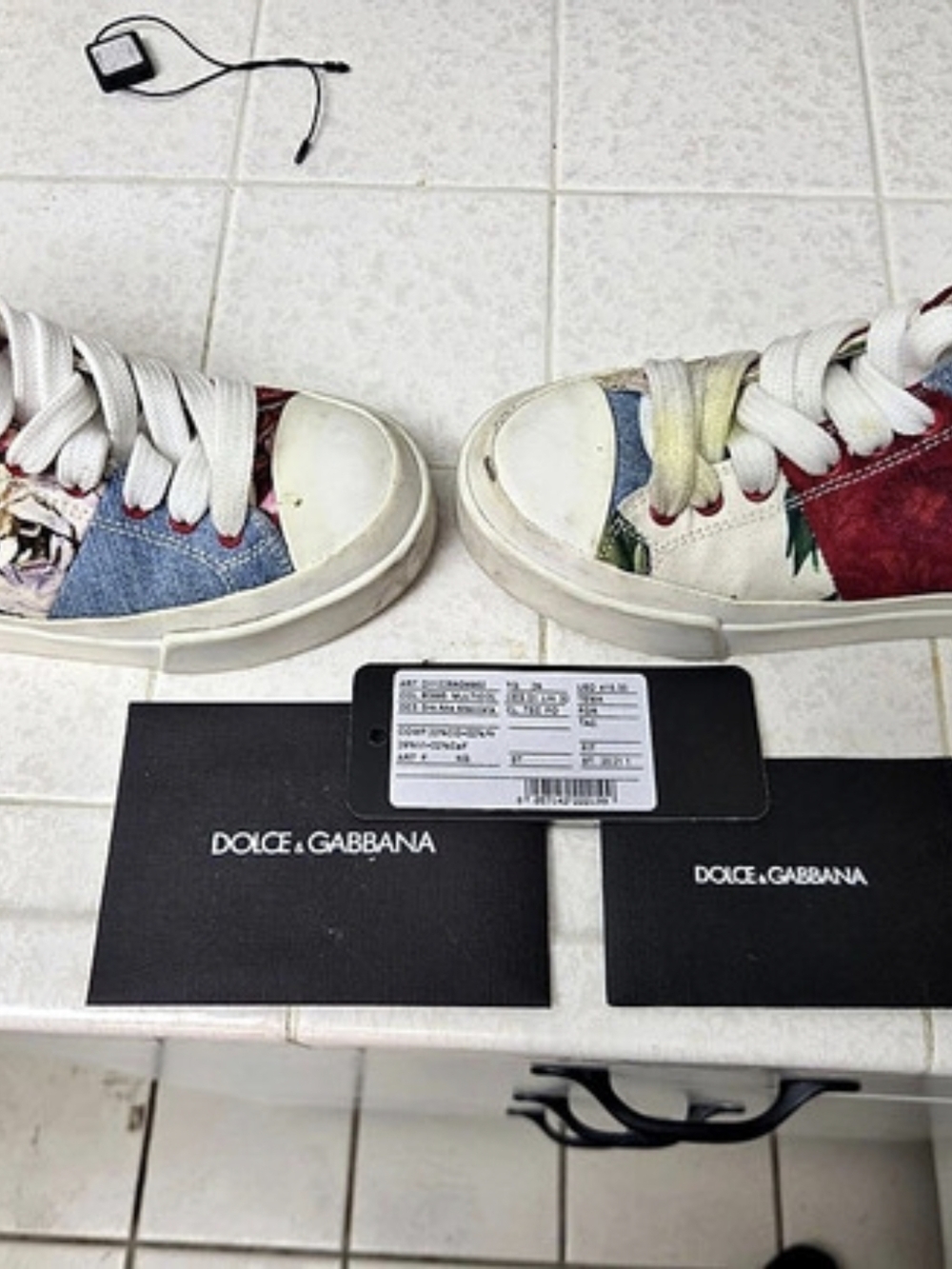 Dolce & Gabbana Portofino High-Top Sneakers White & Red US 9.5